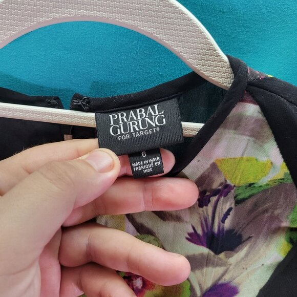 Prabal Gurung For Target Womens Size 6 Black Dress With Floral Multicolor Panel - Picture 3 of 7